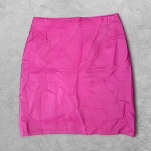 Vintage 90s Firenze Santa Barbara Leather Mini Skirt Hot Pink Size 2 Made in USA